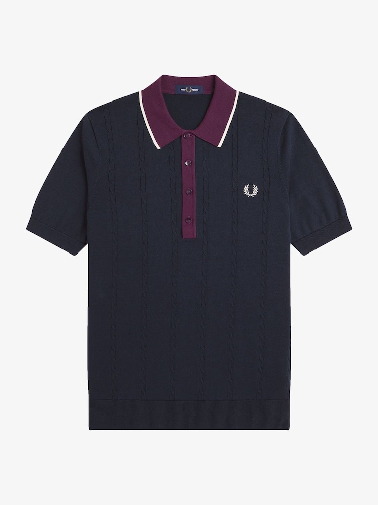 Fred Perry Blue Cable Knit Shirt - Image 1 of 1