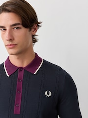 Blau - Fred Perry Cable Knit Shirt - Bild 4 von 6