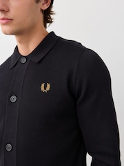 Fred Perry Black Knitted Overshirt - Image 4 of 6