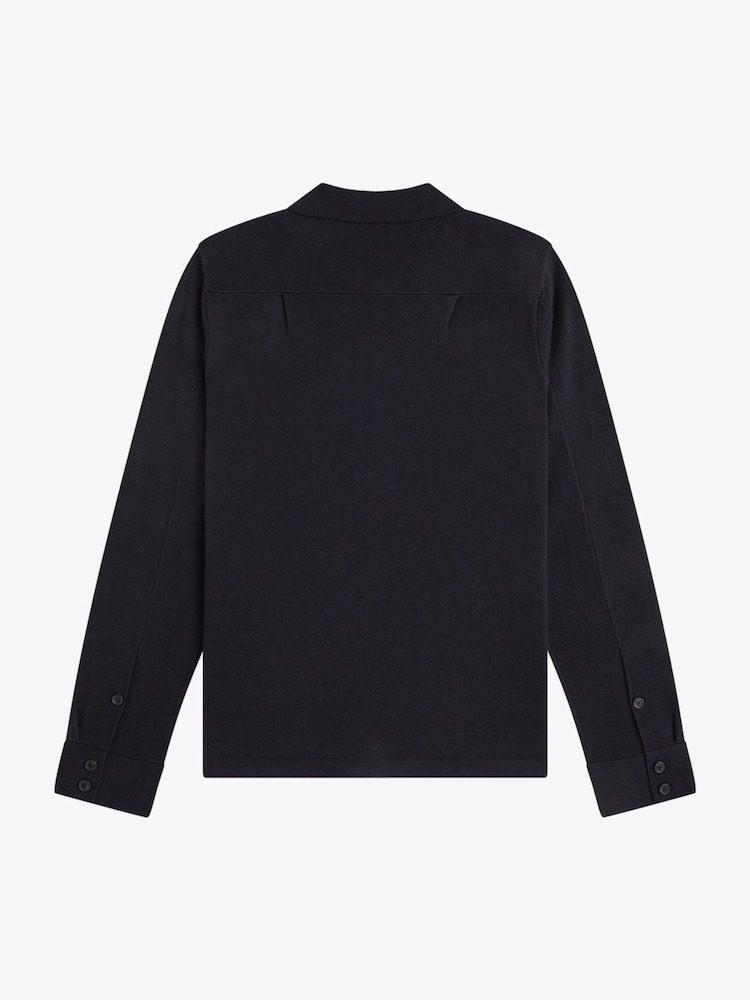 Fred Perry Black Knitted Overshirt - Image 6 of 6