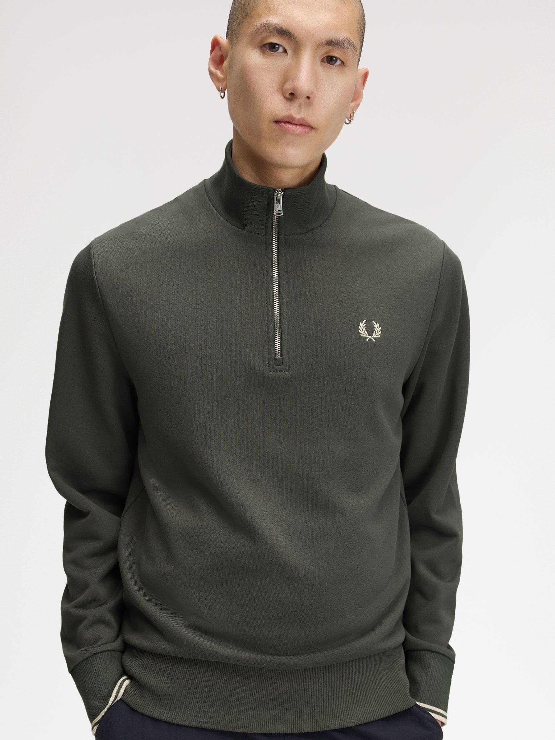 Buy Fred Perry Dark Green Zip Sweatshirt from Next Belgium