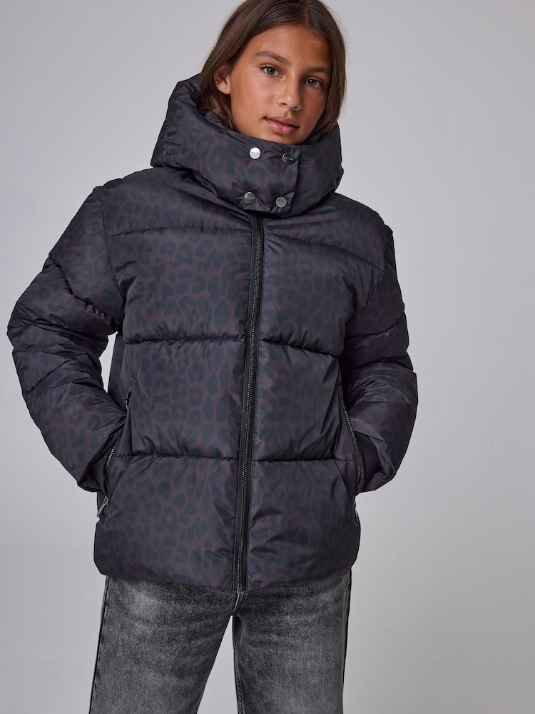 smALLSAINTS Brown Leopard Padded Coat - Image 1 of 7 smALLSAINTS Brown Leopard Padded Coat - Image 1 of 7