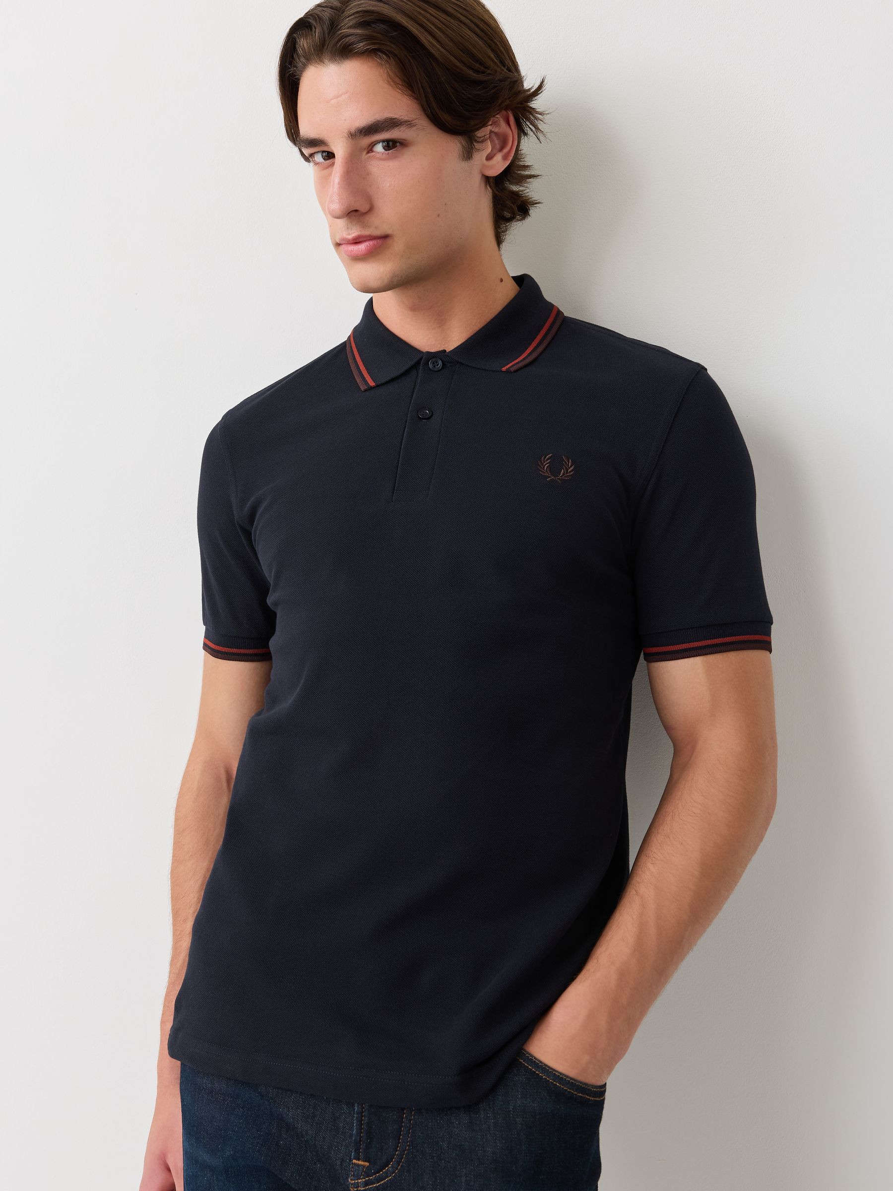 Fred Perry Men's Black Navy Polo Shirt - Size 44 - Image 2