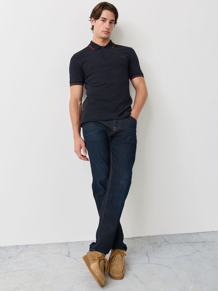 Fred Perry Blue Tipped Short Sleeve Polo Shirt - Image 2 of 6 Fred Perry Blue Tipped Short Sleeve Polo Shirt - Image 2 of 6