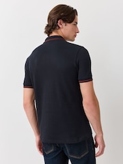 Blau - Fred Perry Kurzarm-Poloshirt mit Zierstreifen - Bild 3 von 6