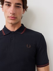 Blau - Fred Perry Kurzarm-Poloshirt mit Zierstreifen - Bild 4 von 6
