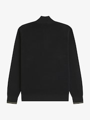 Черный - Джемпер с короткой молнией из вафельного трикотажа Fred Perry - Изображение 6 6