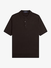 Brun - Polo en coton tricoté Fred Perry - Image 4 sur 5
