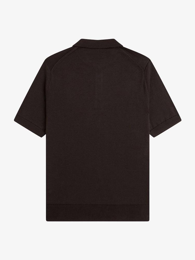 Brun - Polo en coton tricoté Fred Perry - Image 5 sur 5