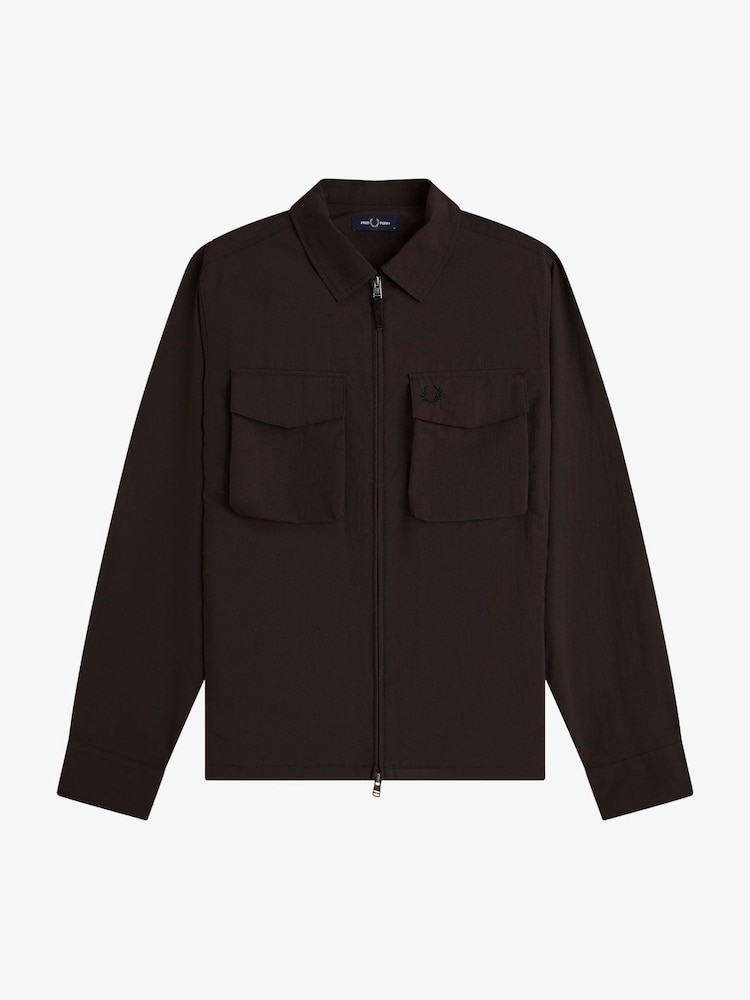 Fred Perry Brown Ripstop Pocket Overshirt - Image 1 of 1