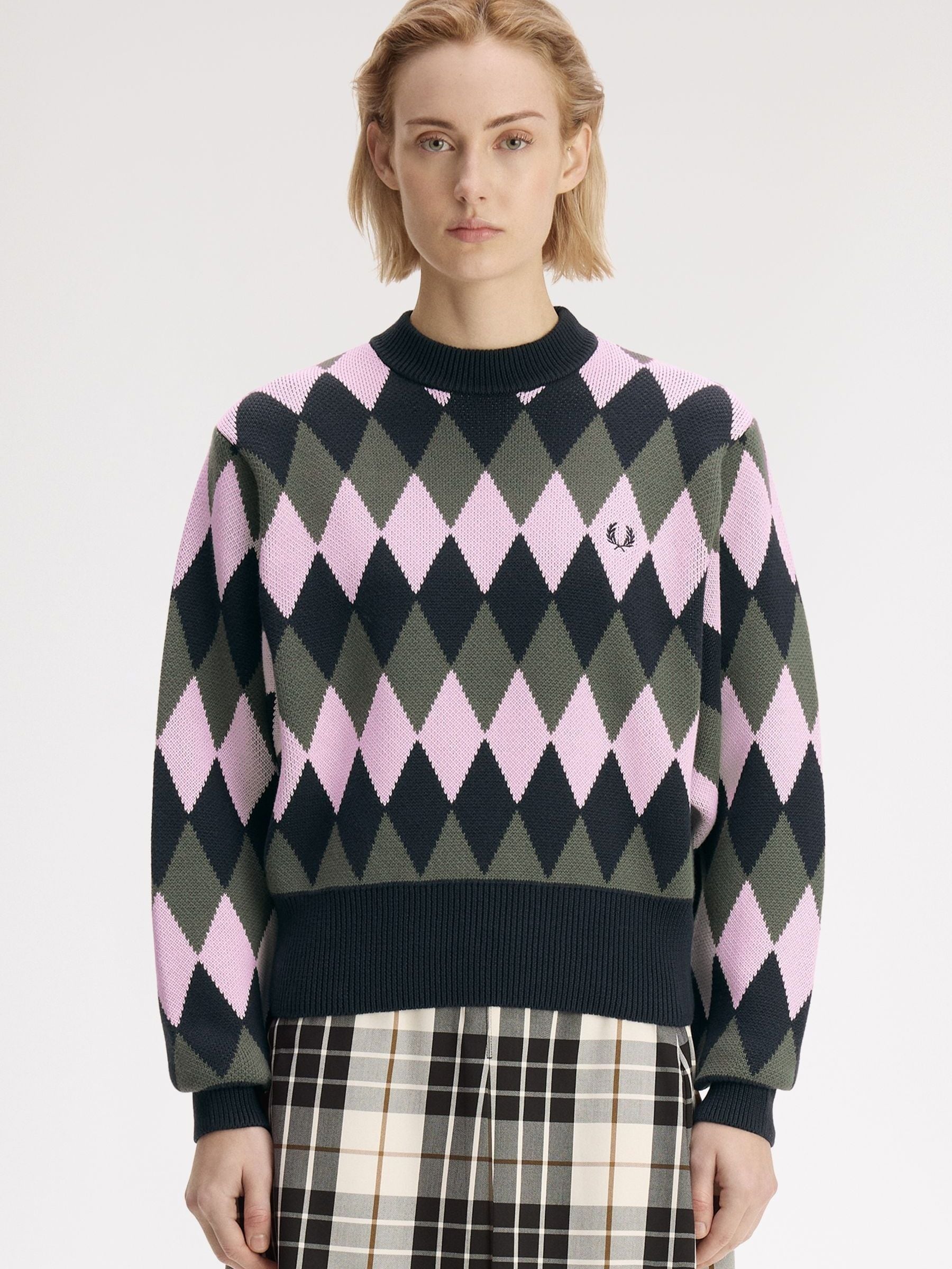 FRED PERRY - FRED PERRY ニット Jacquard Knit Jumper Buy Fred Perry Blue Diamond Jacquard Jumper from Next USA