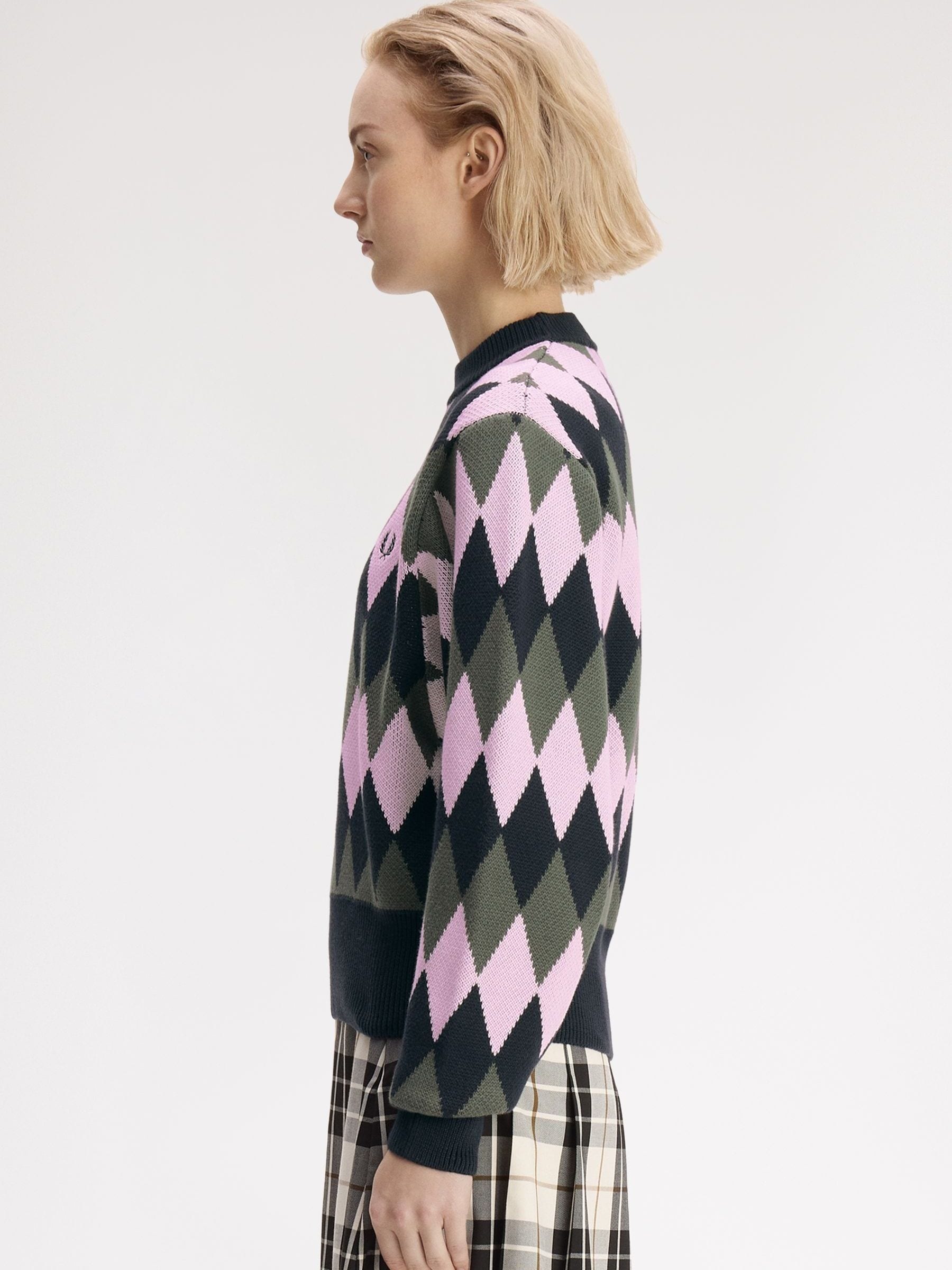 FRED PERRY - FRED PERRY ニット Jacquard Knit Jumper Buy Fred Perry Blue Diamond Jacquard Jumper from Next USA