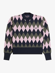 Fred Perry Blue Diamond Jacquard Jumper - Image 4 of 5