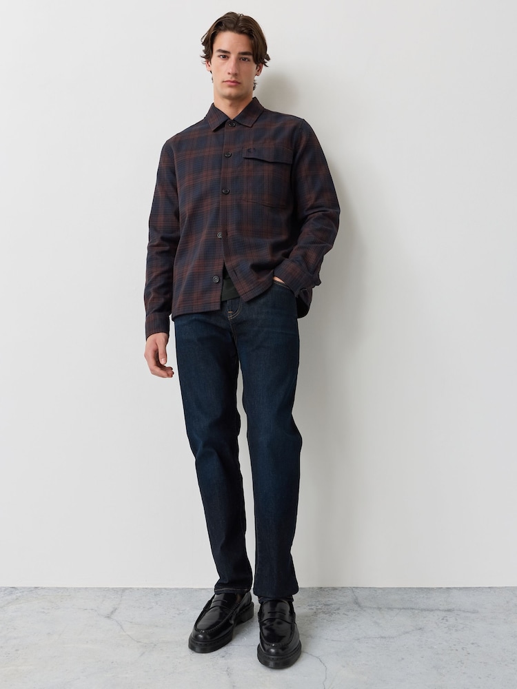 Fred Perry Blue Textured Check Overshirt - Image 2 of 4