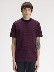 Fred Perry Purple Fine Stripe Heavyweight T-Shirt - Image 1 of 5