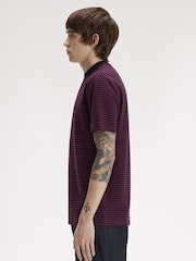 Fred Perry Purple Fine Stripe Heavyweight T-Shirt - Image 2 of 5