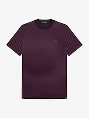 Fred Perry Purple Fine Stripe Heavyweight T-Shirt - Image 4 of 5