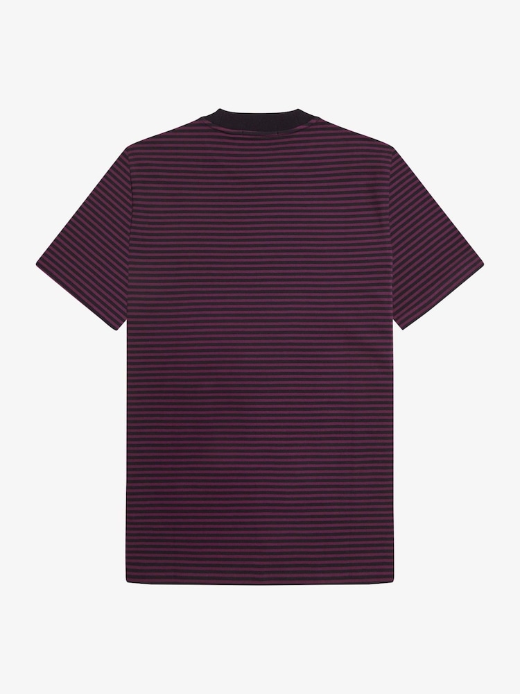 Fred Perry Purple Fine Stripe Heavyweight T-Shirt - Image 5 of 5
