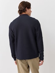 Fred Perry Blue Longsleeve Jacquard Polo Shirt - Image 3 of 6