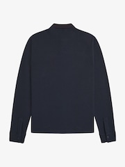Fred Perry Blue Longsleeve Jacquard Polo Shirt - Image 6 of 6