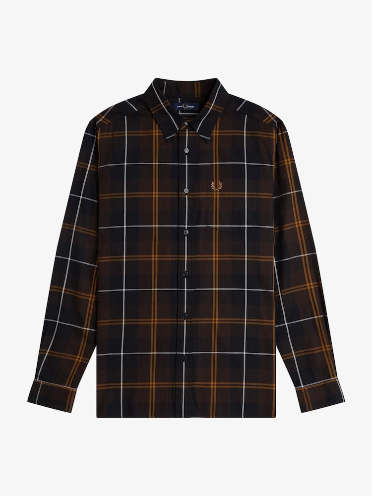 Fred Perry Brown Twill Tartan Shirt - Image 1 of 1