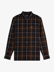 Brūna krāsa - Fred Perry poplīna tartāna krekls - Attēls 5 no 6