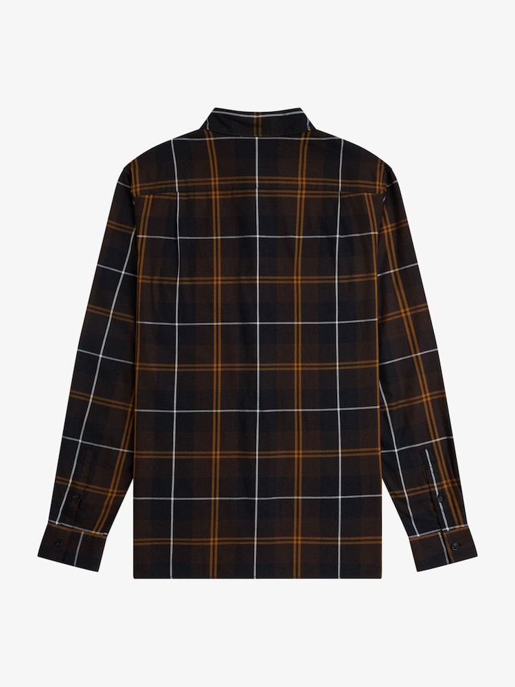 Brūna krāsa - Fred Perry poplīna tartāna krekls - Attēls 6 no 6