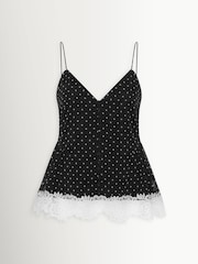 Rotate Black Laceband Polka Dot Camisole Tank Top - Image 3 of 5