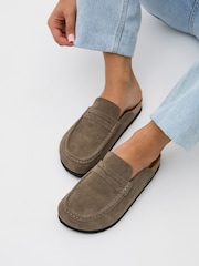 Linzi Brown Poet Suede Leather Mule Loafers - Image 1 of 5