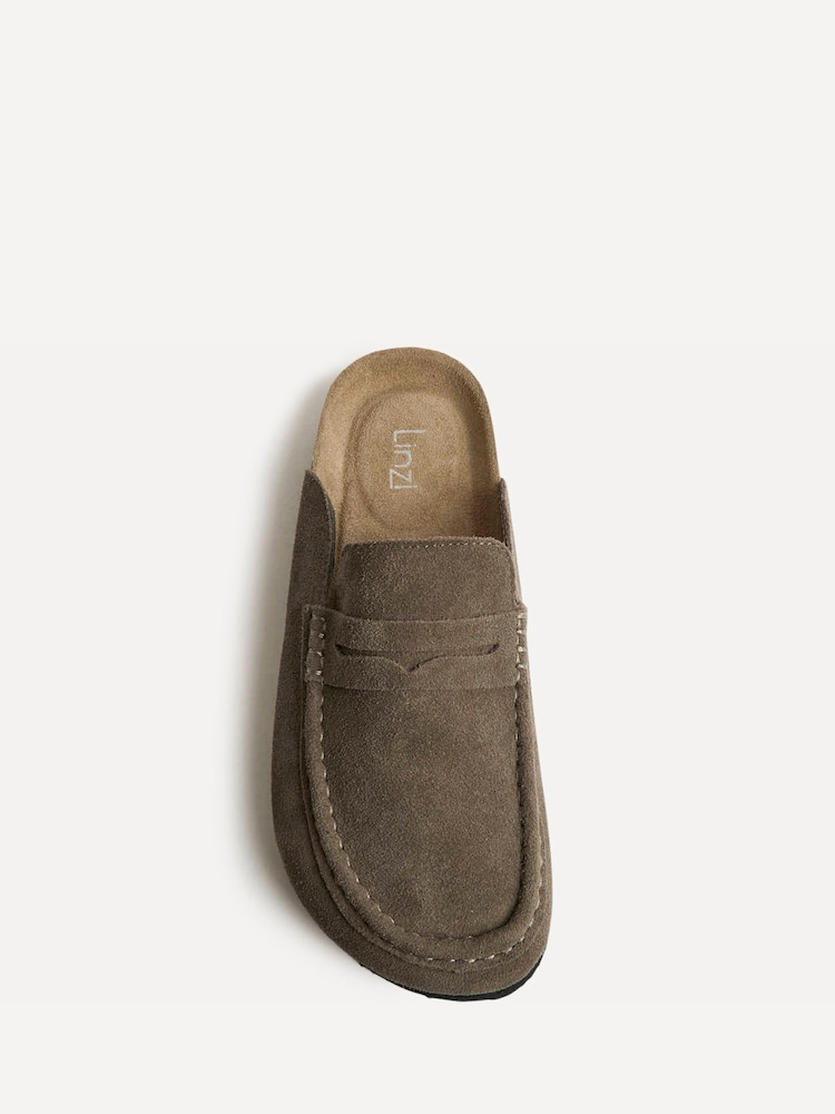 Linzi Brown Poet Suede Leather Mule Loafers - Image 5 of 5
