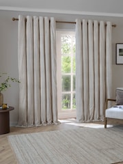 Yard Mole Hebden Striped Cotton Blackout Eyelet Lined Curtain - Image 2 of 6