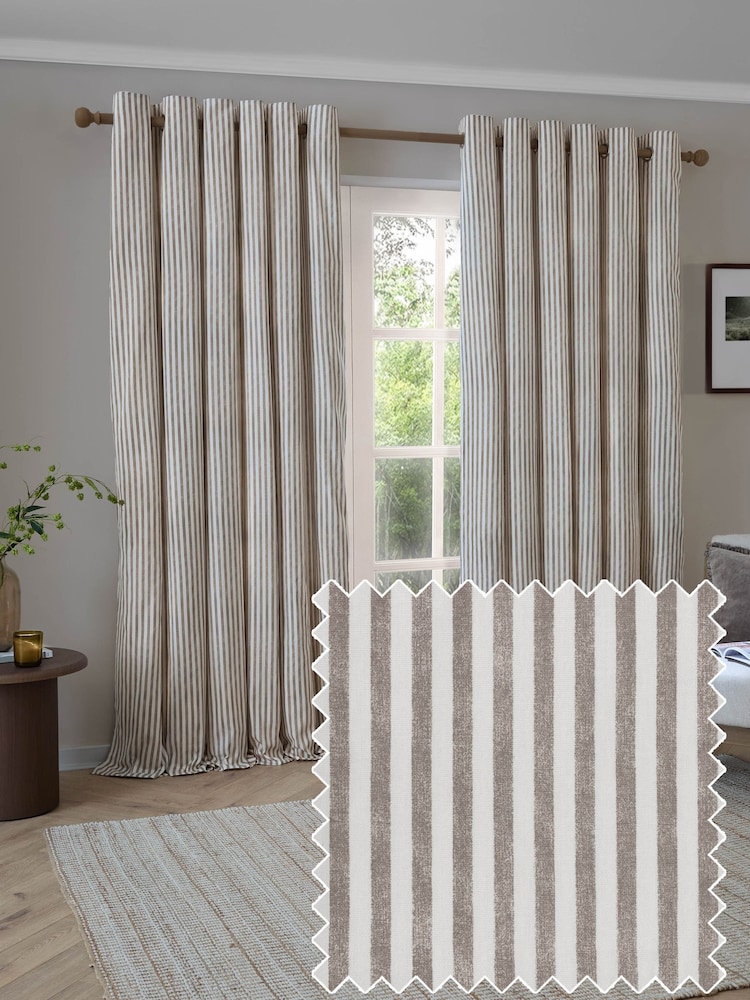 Yard Hebden Striped Cotton Blackout Eyelet Curtain - Imagen 1 de 6 Yard Hebden Striped Cotton Blackout Eyelet Curtain - Imagen 1 de 6