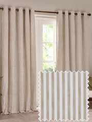 Yard Hebden Striped Cotton Blackout Eyelet Curtain - Imagen 1 de 5