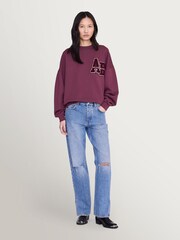 ANINE BING Red Miles Oversized Letterman Embroidered Sweatshirt - Image 1 of 6
