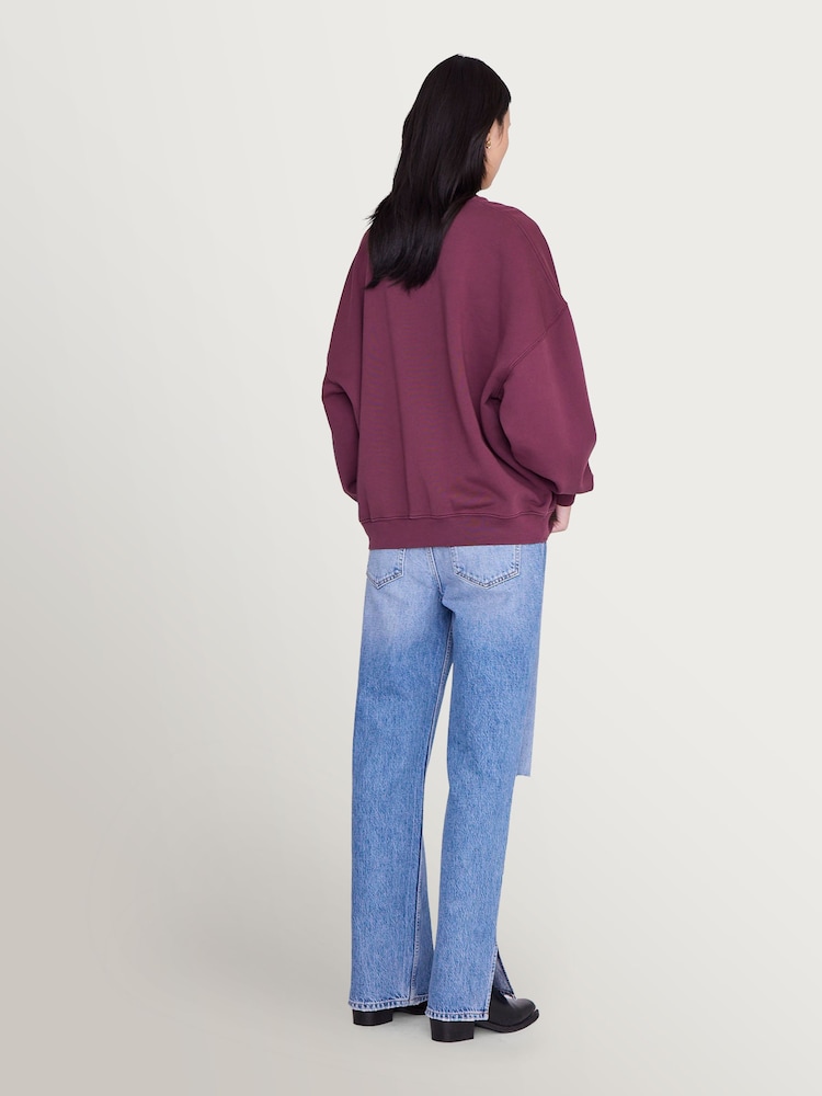 ANINE BING Red Miles Oversized Letterman Embroidered Sweatshirt - Image 2 of 6