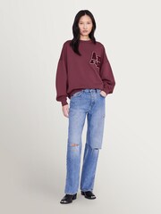 ANINE BING Red Miles Oversized Letterman Embroidered Sweatshirt - Image 4 of 6