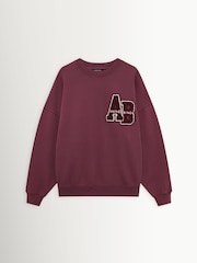 ANINE BING Red Miles Oversized Letterman Embroidered Sweatshirt - Image 5 of 6