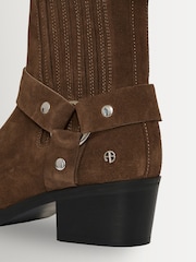 ANINE BING Brown Mid Biker Boots In Tobacco - Image 4 of 5