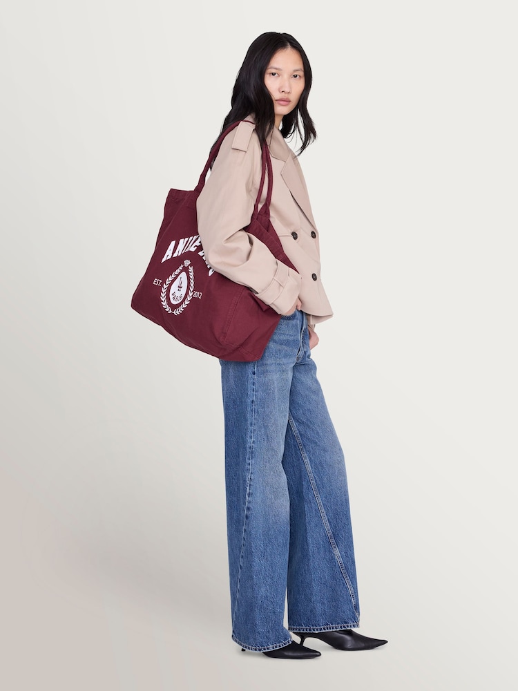 ANINE BING Red Leo Canvas Tote Collegiate In Fig Bag - Image 2 of 3