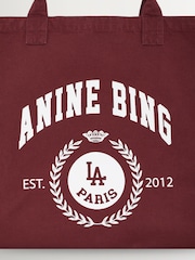 ANINE BING Red Leo Canvas Tote Collegiate In Fig Bag - Image 6 of 7