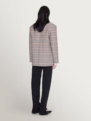 ANINE BING Grey Quinn Blazer in Beige and Navy Checks Jacket - Image 3 of 6