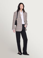 ANINE BING Grey Quinn Blazer in Beige and Navy Checks Jacket - Image 4 of 6