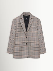ANINE BING Grey Quinn Blazer in Beige and Navy Checks Jacket - Image 5 of 6