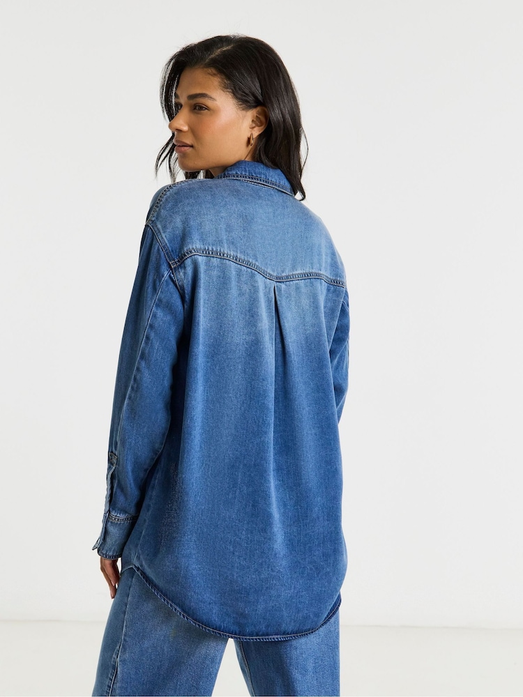 Simply Be Blue Ultimate Denim Shirt - Image 2 of 4