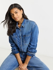 Simply Be Blue Ultimate Denim Shirt - Image 3 of 4