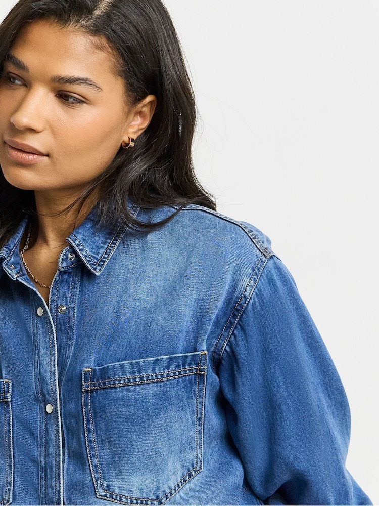 Simply Be Blue Ultimate Denim Shirt - Image 4 of 4