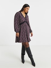 Simply Be Brown Lace Trim Supersoft Skater Dress - Image 3 of 4