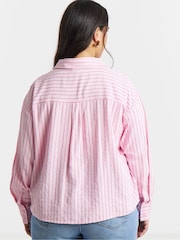Simply Be Pink Cropped Stripe Boxy Shirt - Image 2 of 4