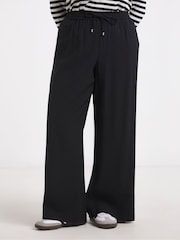 Simply Be Black Tie Waist Twill Wide Leg Trousers - Image 3 of 4