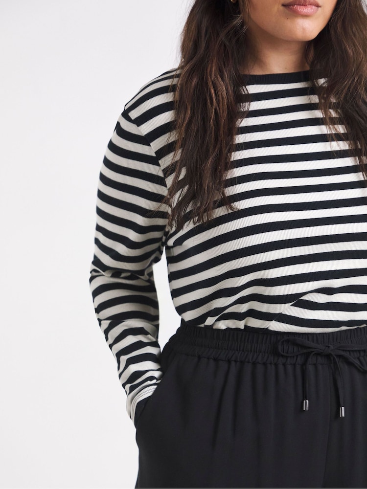 Simply Be Black Tie Waist Twill Wide Leg Trousers - Image 4 of 4